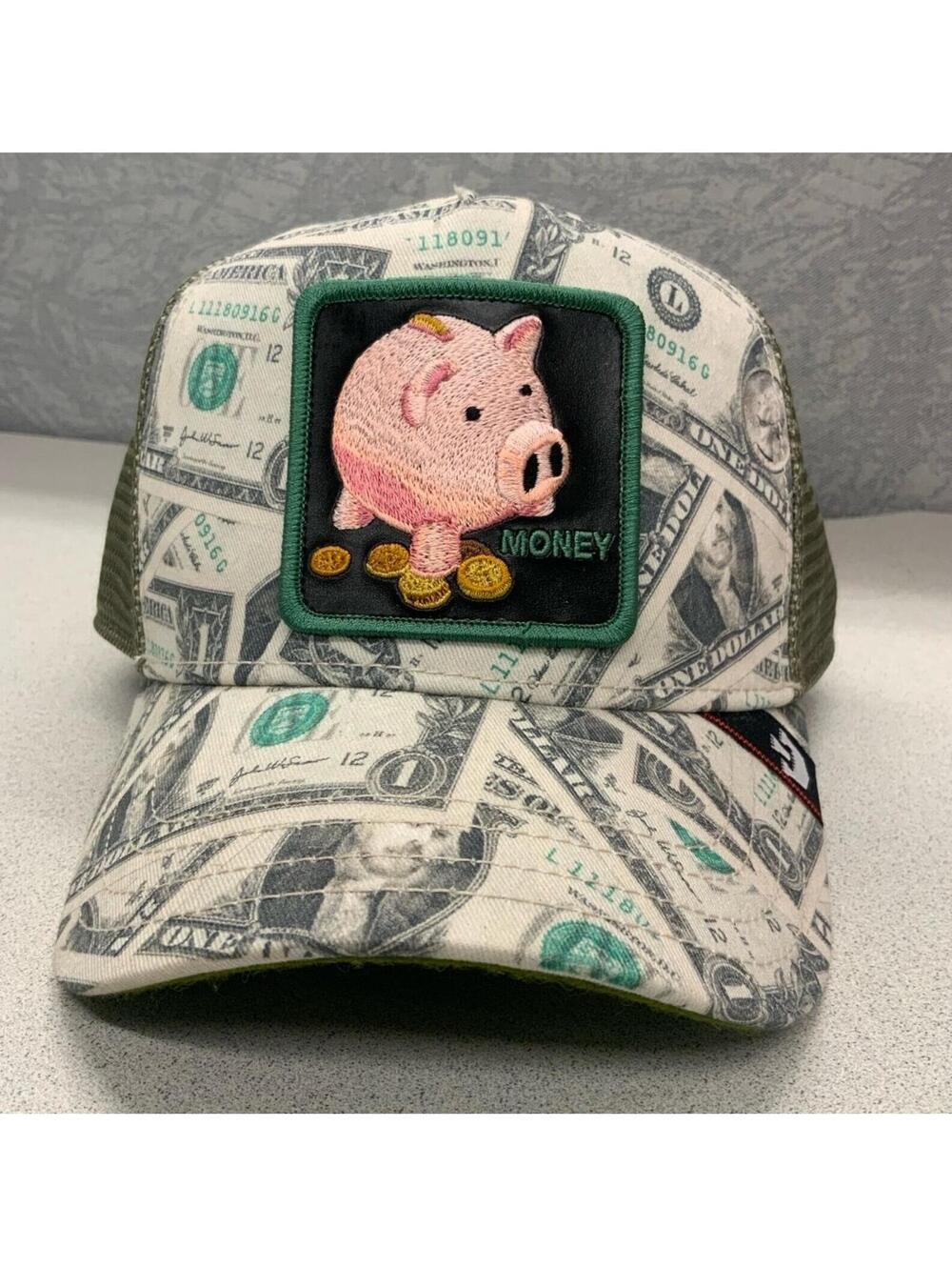 Goorin Bros Animal Farm Trucker Baseball Snapback Hat Cap Money Pig Piggy Bank